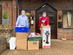 Sutton Valence Care Home staff with Christmas presents