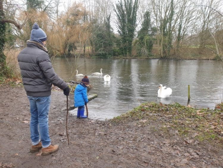 Prejects Director Parry with son on a walk during third national lockdown