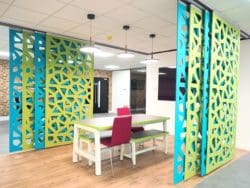 A collaborative breakout space in the centre of an open plan office