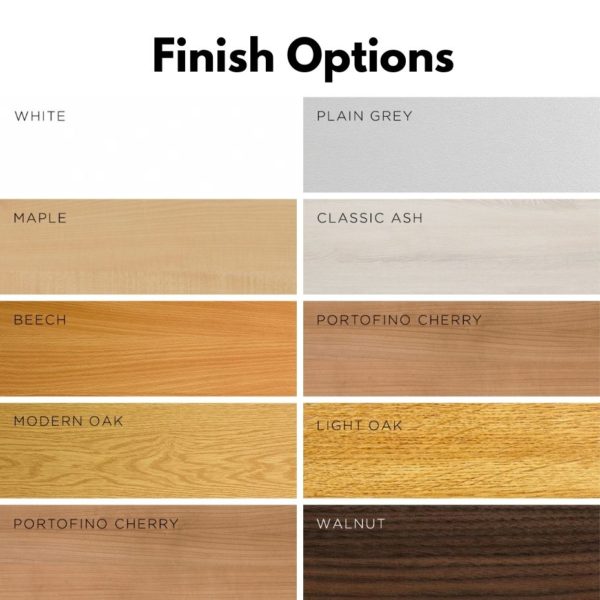 Office desk worktop finishes with 10 different wood finish options available to choose from