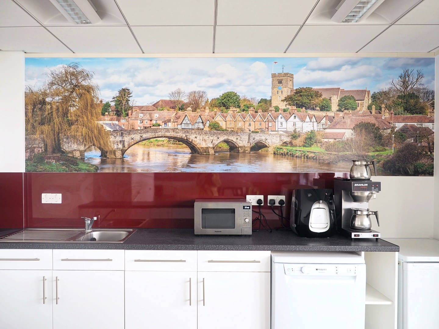 An office wall mural of Aylesford bridge in Kent