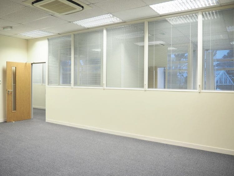 Half glazed classroom partitions for a college fit-out in Folkestone