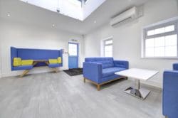 Indoor picnic table for a school refurbishment project in London