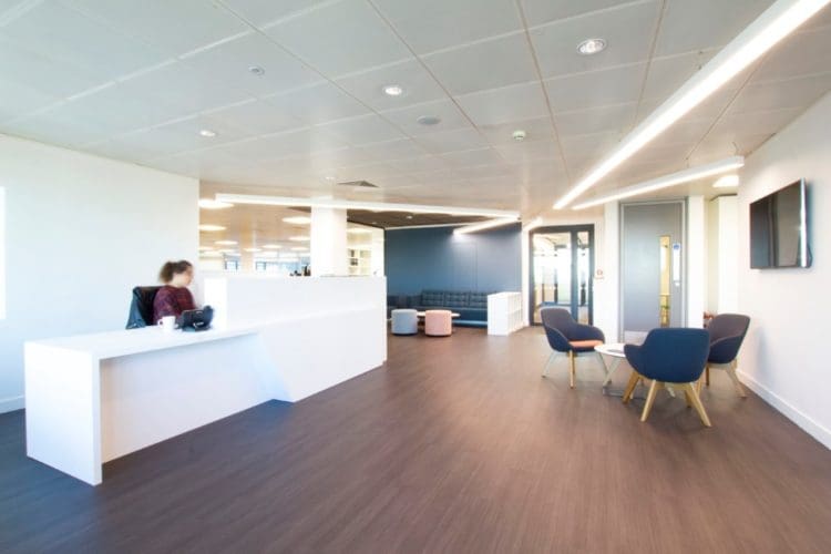 A London office fit out project with a modern new reception area