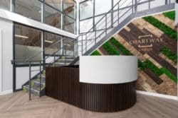Sustainable office reception desk for a refurbishment project