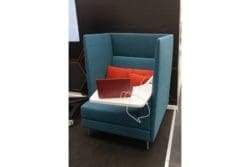 Acoustic office chair with integrated power by OE Electronics