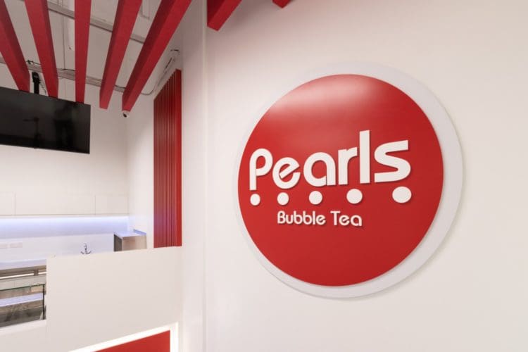 Pearls Bubble Tea branding for a shop interior design and fit out
