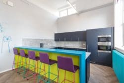 School breakout area tea point with storage in London