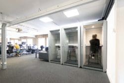 Acoustic office Zoom booths for hybrid work