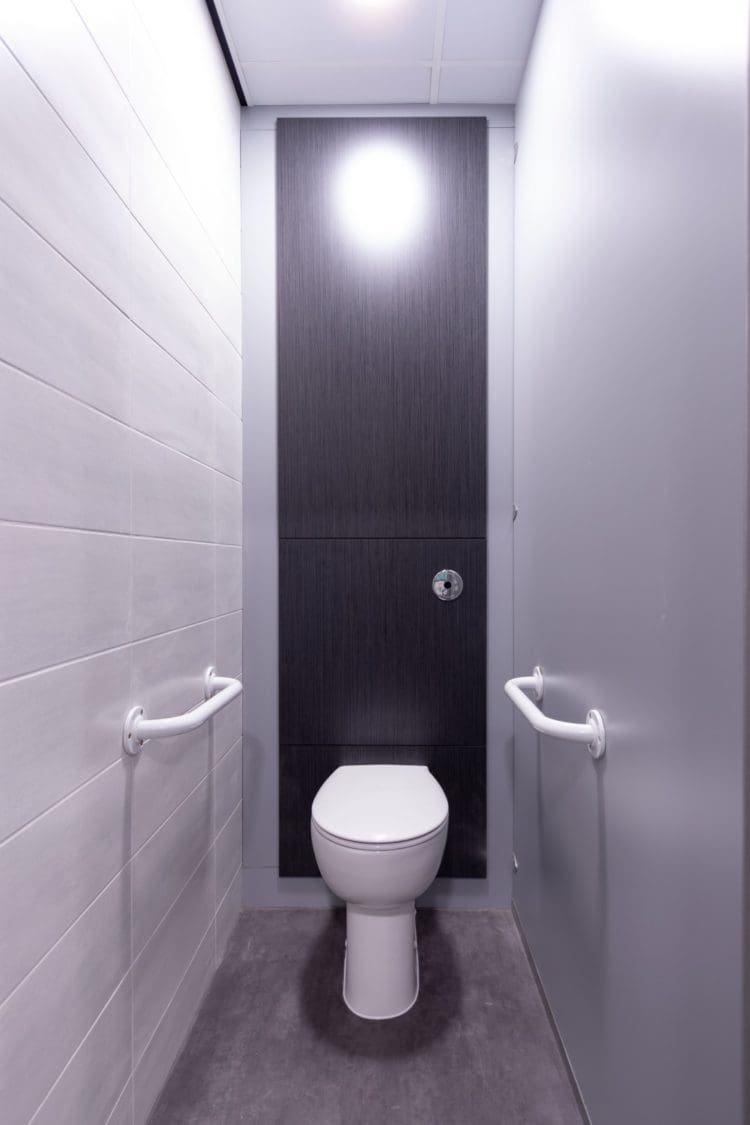 Ambulant toilet with grab rails at Walthamstow Academy London