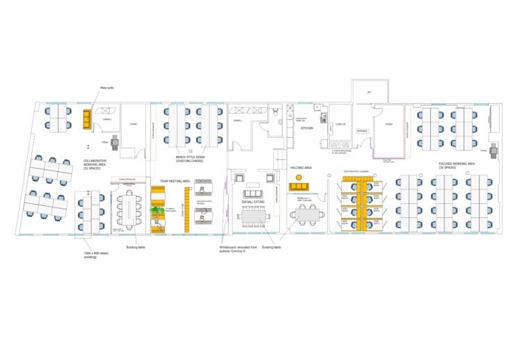 Office design layout for a London refurbishment