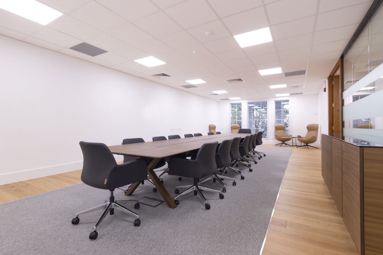 Corporate office meeting table with integrated power