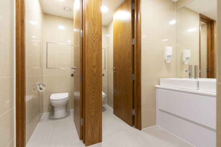 Newly refurbished office toilets at WE Soda in London