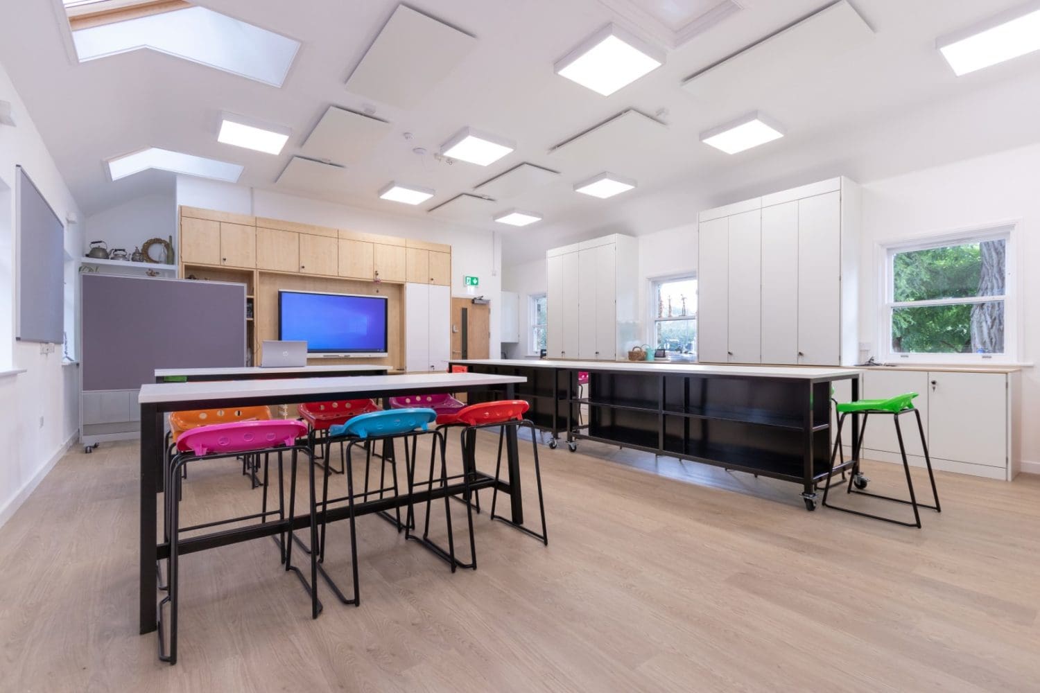 School art classroom with new furniture and storage solutions