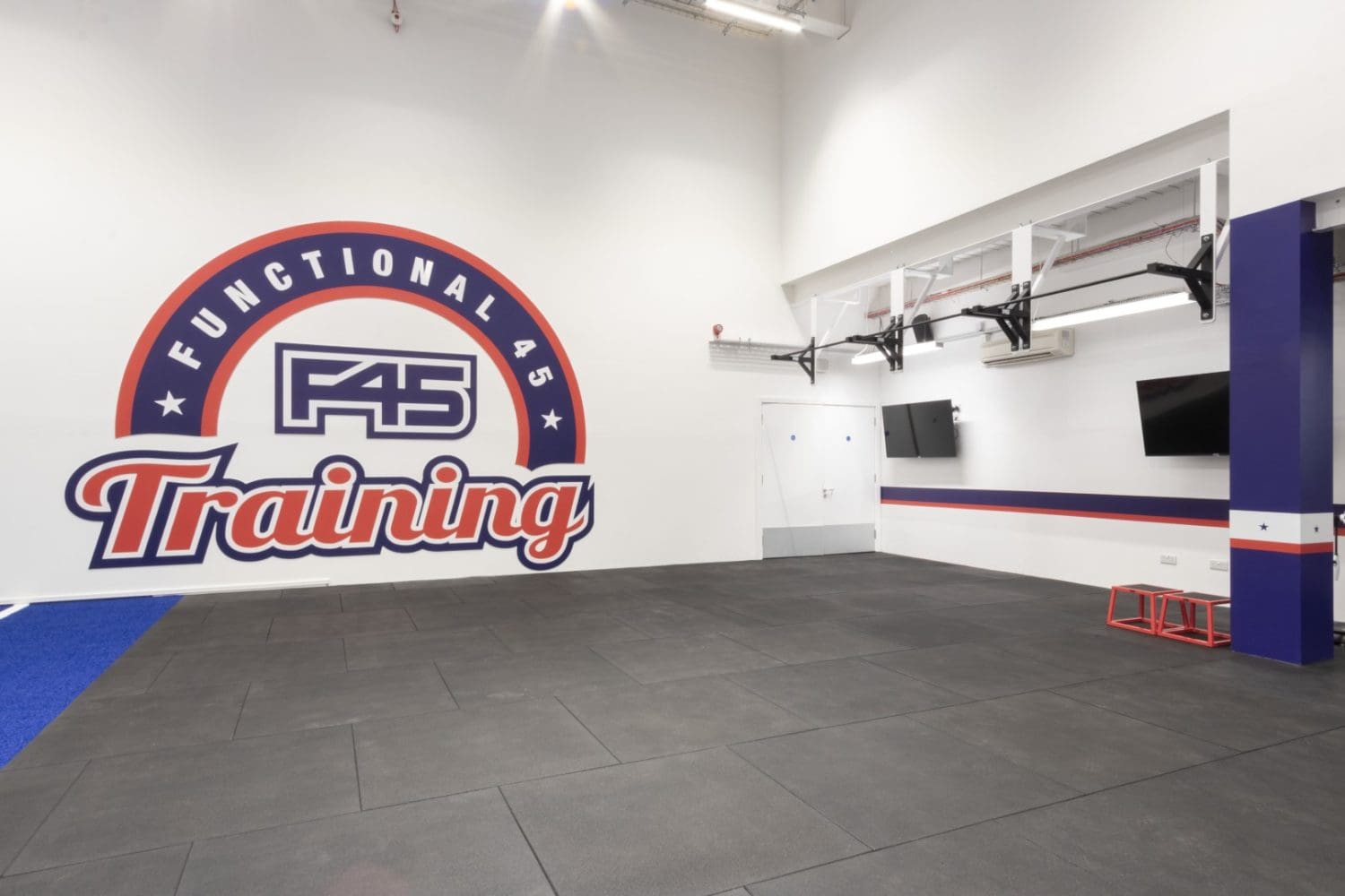 London gym interior design with bespoke pull up bars