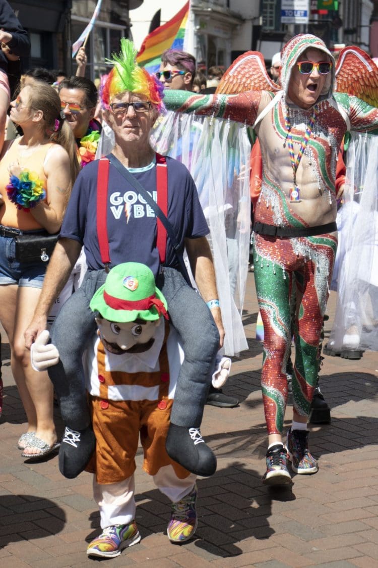 People walking in the Pride Canterbury 2022 high street parade