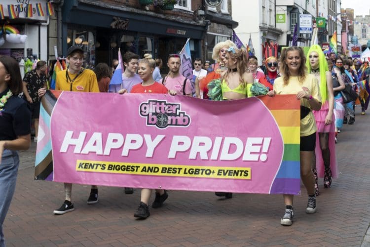 Pride Canterbury parade 2022 in the high street