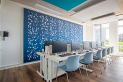 LED feature wall for an ICT classroom design and refurbishment in London