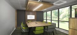 Boardroom 3D visual created by workplace design and build company Rap Interiors
