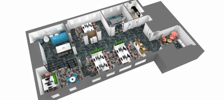 Office space planning service example by Rap Interiors