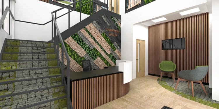 Reception area visual created by interior design and construction company Rap Interiors