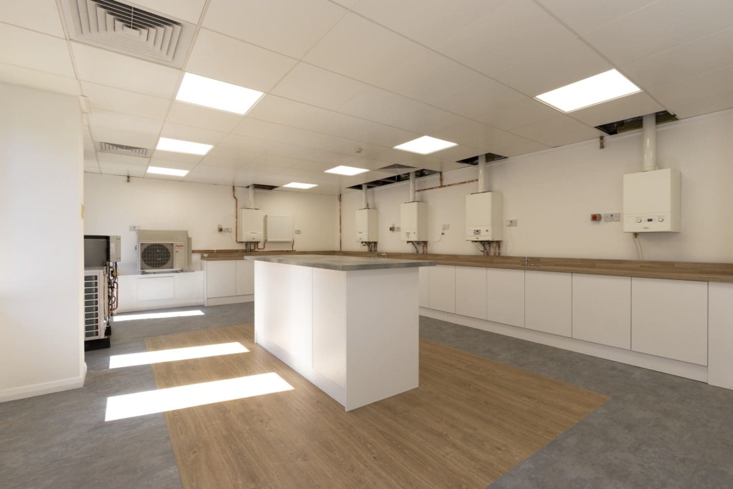 Training room interior design at Alpha Boilers in Kent