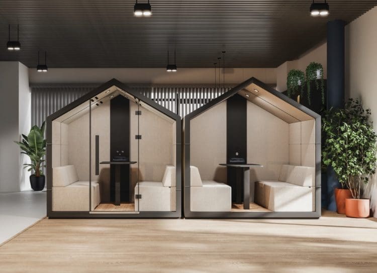 Treehouse office pods for collaborative hybrid office furniture
