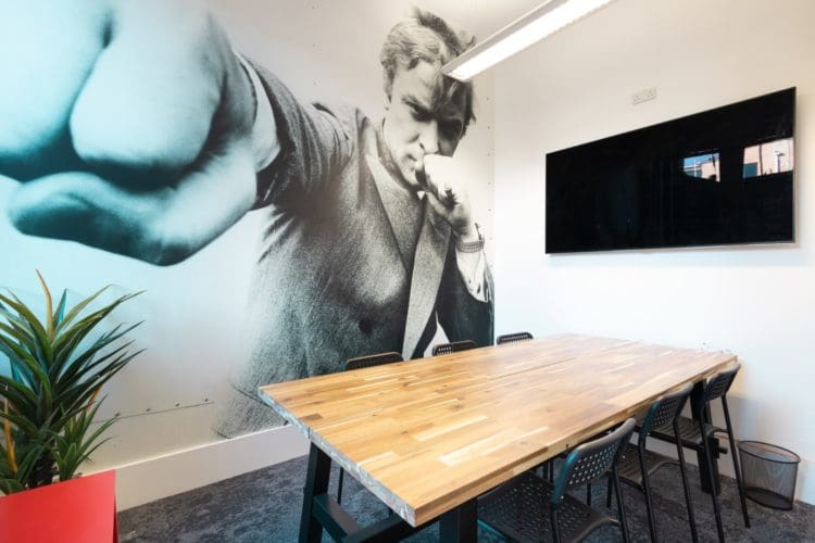 Film themed wall covering for an office in London