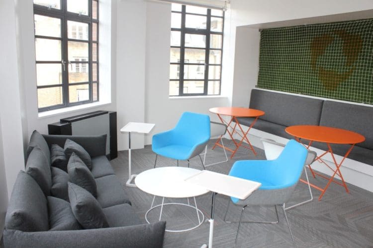 Agile office work zone with a laptop lounge