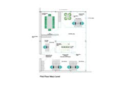 2D mezzanine office floorplan design by Rap Interiors