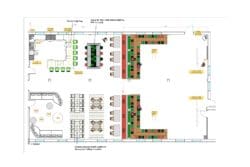 Office design layout for a large breakout area