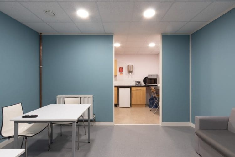 Staffroom kitchen area as part of office refurbishment in Croydon, South London.