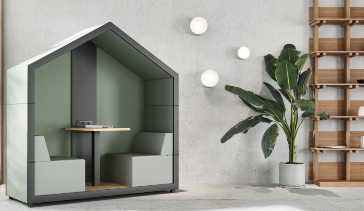 Bejot Treehouse booth for quiet individual workspace in the office with acoustic properties.
