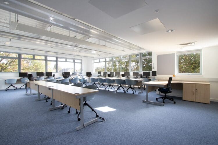 New school interior including new school furniture in London.