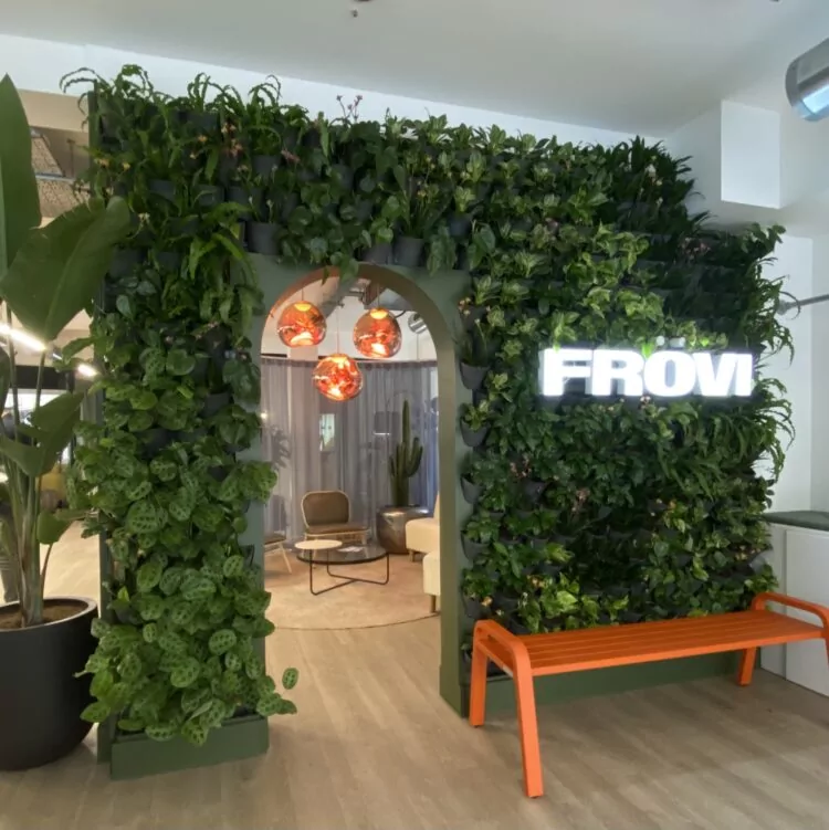 Living wall as part of an office interior design scheme in Frovi's showroom.