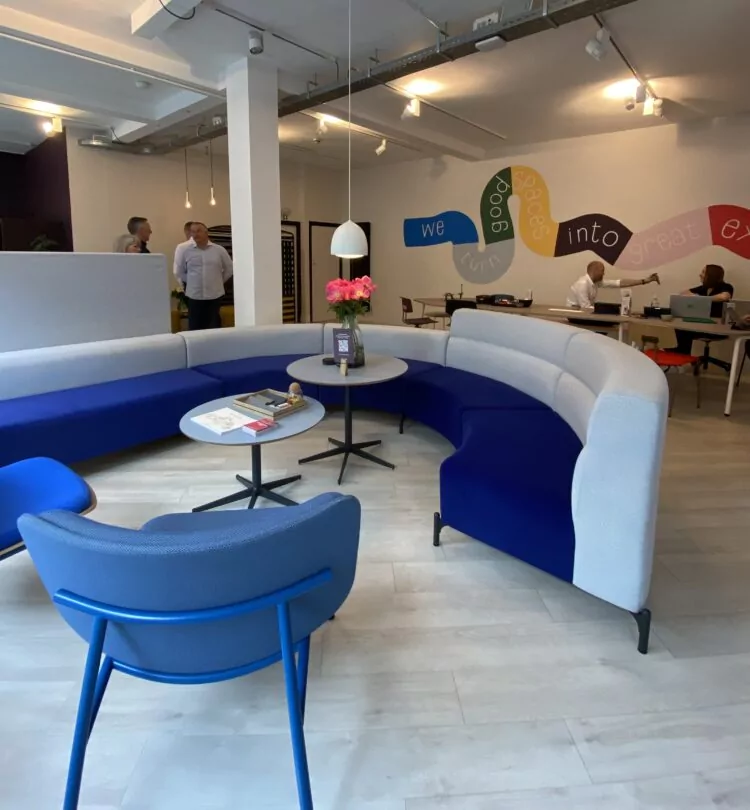Ocee and Four's furniture showroom in Clerkenwell, London, displaying modular soft seating solution.