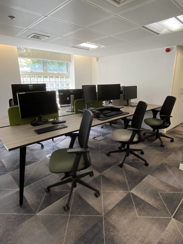 London office refurbishment with modern office furniture solutions.