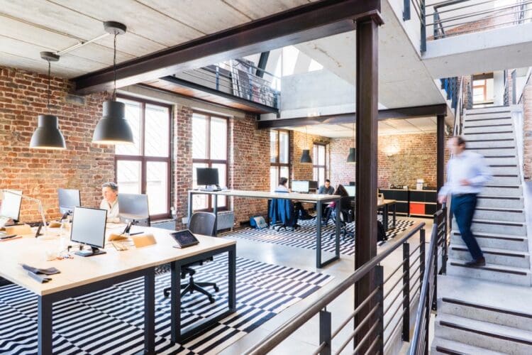 Industrial office interior design scheme.