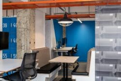 London office fit out project with booth seating.