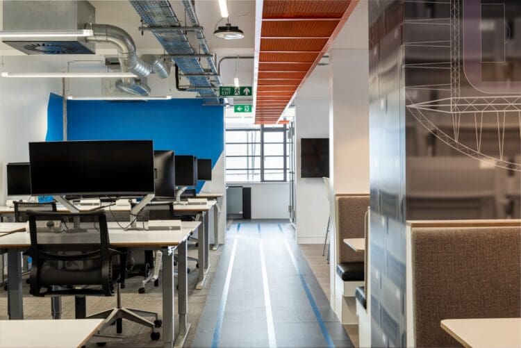 London office refurbishment with bold interior design features.