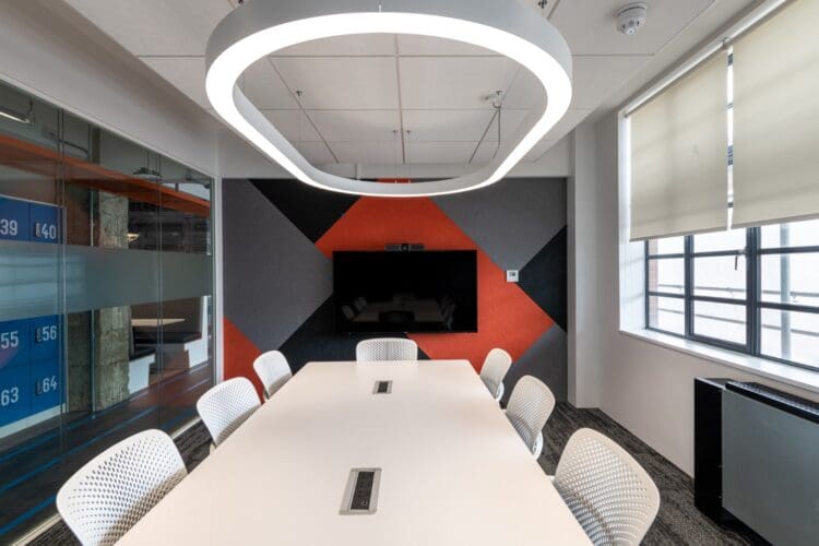 Modern boardroom refurbishment with feature LED lighting