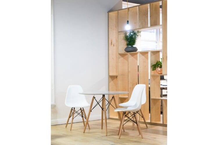 Natural materials used for a sustainable office fit out project.