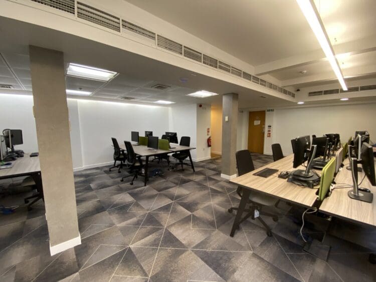 London office refurbishment with modern office furniture solutions.