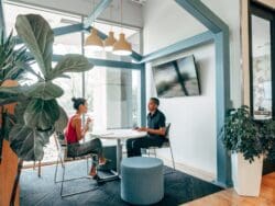 Open plan office meeting space for collaboration and meetings.
