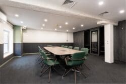 Office boardroom with corporate office furniture solutions.