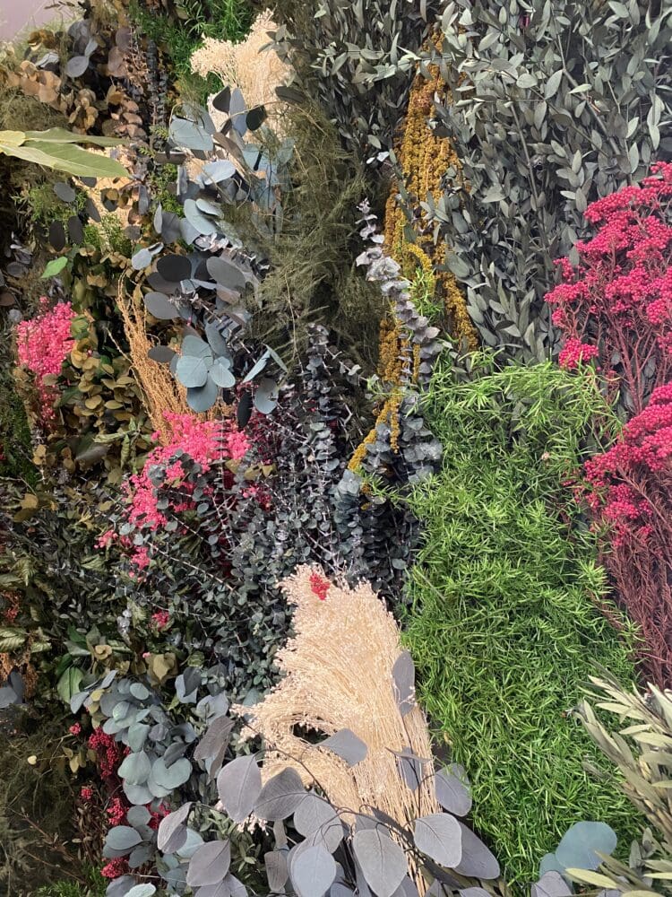 Naturally preserved foliage living wall.