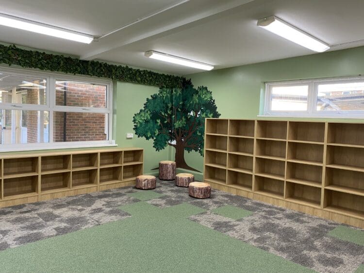 Forest themed school library refurbishment for Dulverton Primary School.