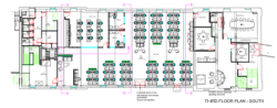 Hybrid office layout template for office design ideas.