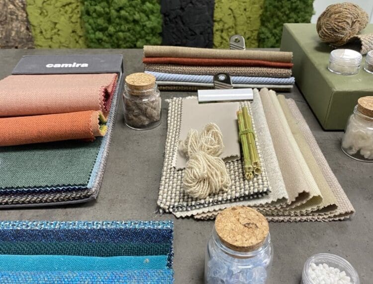 Interior design mood board with samples by commercial interior designers.