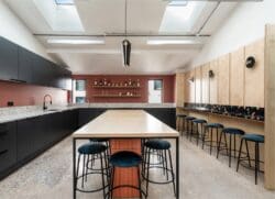 Modern office teapoint design for London Office fit out project.